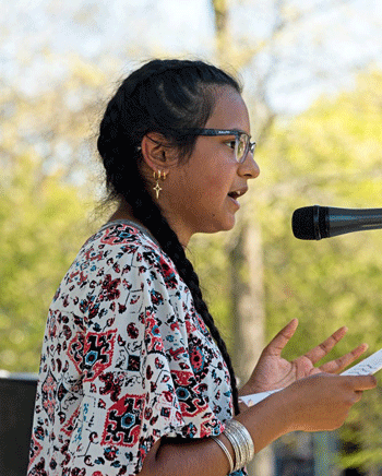 Sirohi Kumar at a September 2019 climate strike, attended by over 300 people, in Bar Harbor. PHOTO: COURTESY THE KUMAR FAMILY