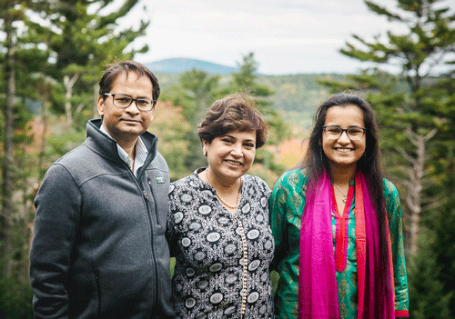 Sirohi Kumar with her parents Vivek Kumar and Neha Kumar. PHOTO: COURTESY THE KUMAR FAMIL