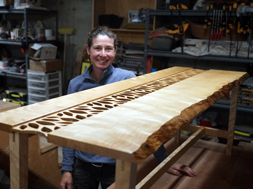 Vincent in her basement workshop. PHOTO: TOM GROENING