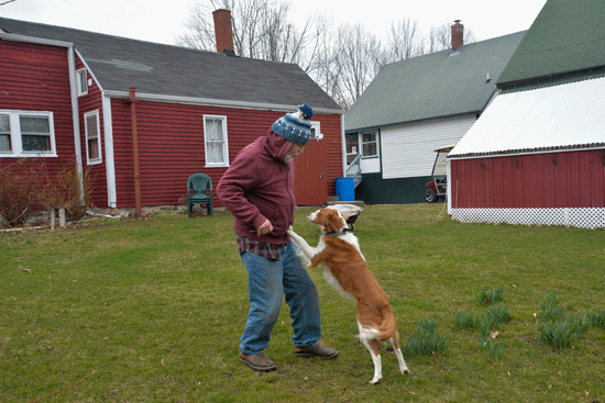 Litchfield with his beloved dog, Dorymate, on Peaks Island. PHOTO: KATIANA HOEFLE