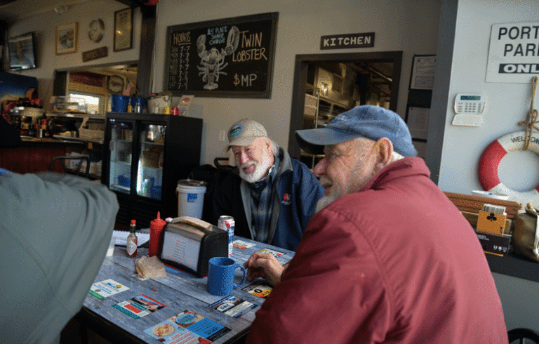 Capt. Joe Litchfield joins the old salts at the Port Hole restaurant in Portland. PHOTO: KATIANA HOEFLE