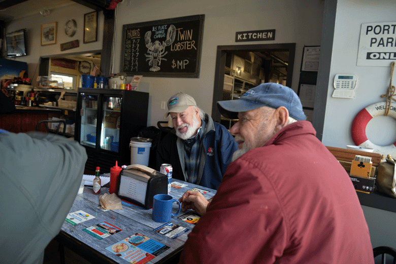 Capt. Joe Litchfield joins the old salts at the Port Hole restaurant in Portland. PHOTO: KATIANA HOEFLE