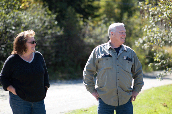 Scott with Laurie Webber near the island airstrip.