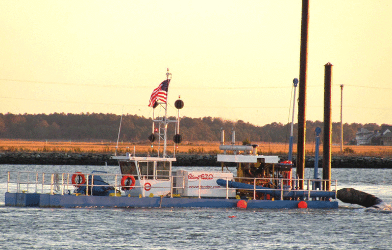 A dredge at work.