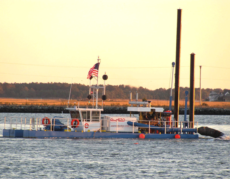 A dredge at work.