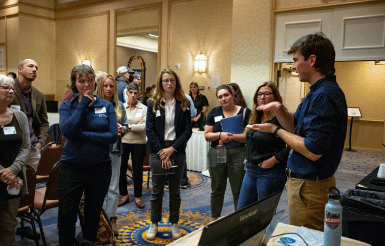 Those attending the Island Institute's Climate Symposium listen to a presenter. PHOTO: JACK SULLIVAN