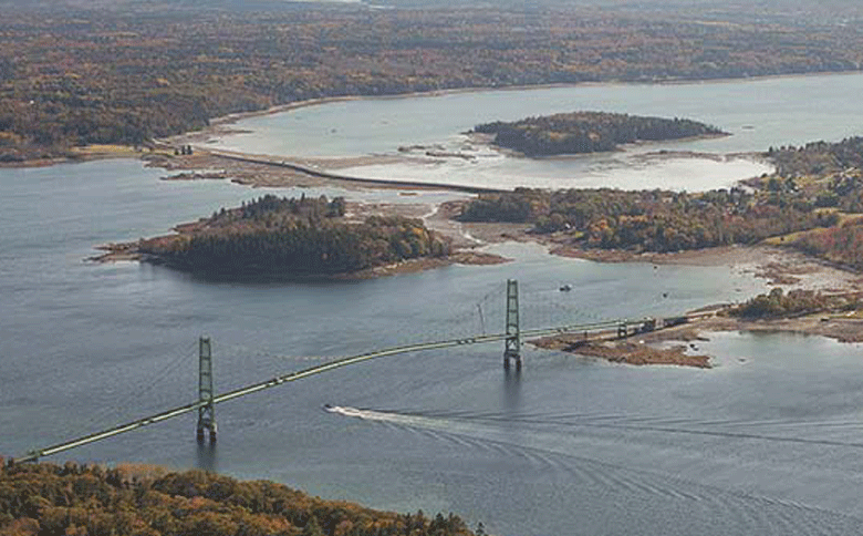 The Deer Isle bridge and causeway.