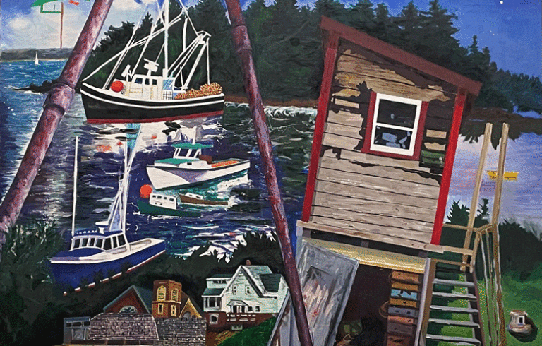 Port Clyde, 1993, by Malcolm Morley (oil on canvas, 38 by 52 inches Private collection, Maine). Copyright the estate of Malcolm Morley.