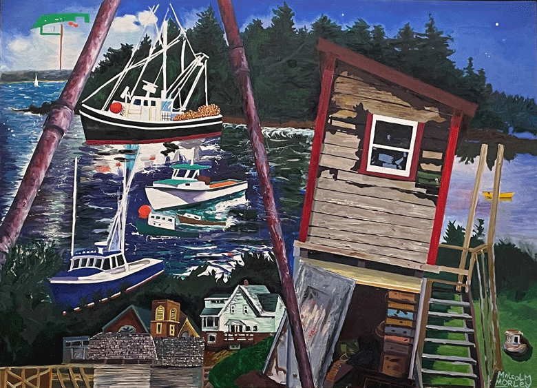 Port Clyde, 1993, by Malcolm Morley (oil on canvas, 38 by 52 inches Private collection, Maine). Copyright the estate of Malcolm Morley.