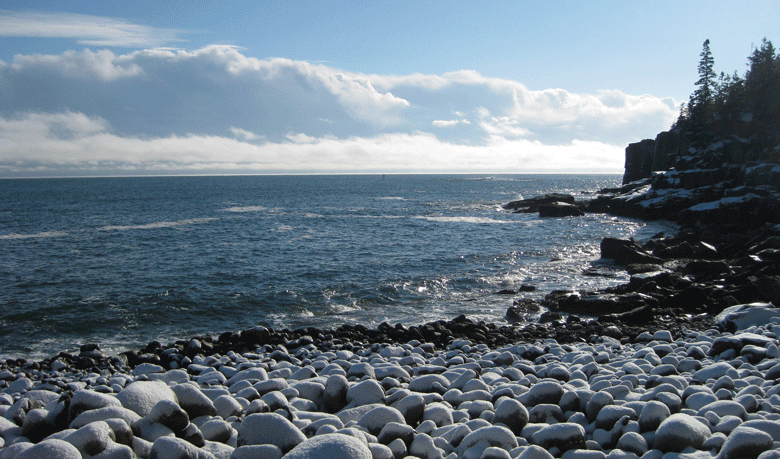 A view from the shore at Otter Cliffs.