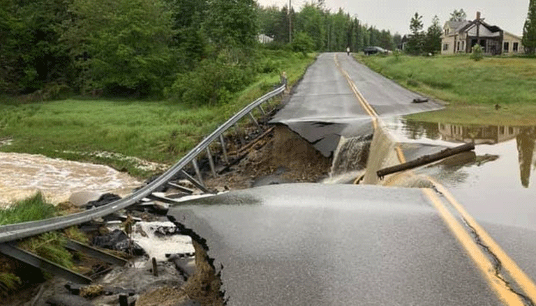 A road washed out by a summer storm in Washington County.