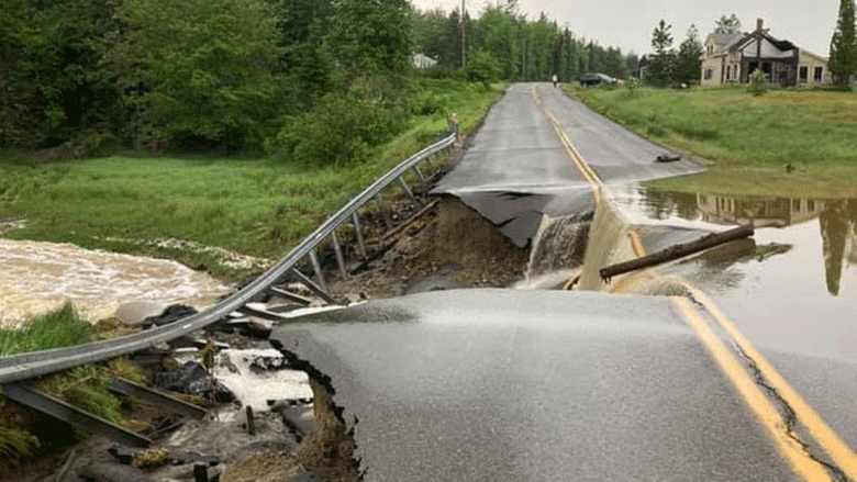 A road washed out by a summer storm in Washington County.