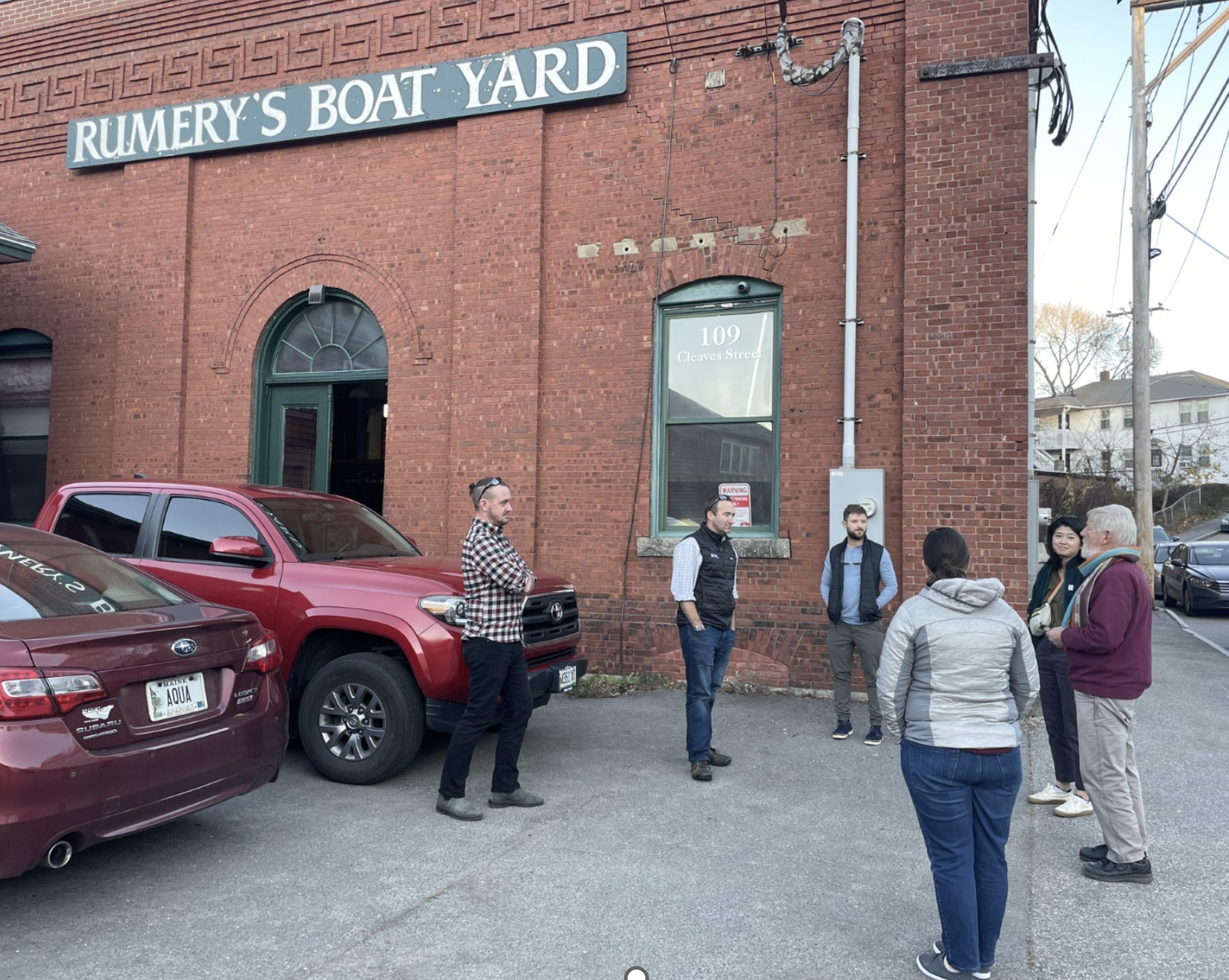 Island Institute staff meeting with Congresswoman Pingree staffers and our partners at Rumery’s Boatyard and Maine Electric Boat. Fall 2022.