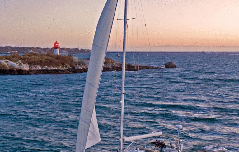 The Sedna, a J/46 underway near Gloucester, Mass. Brien delivered the boat from Darien, Conn., to South Freeport in 2020.