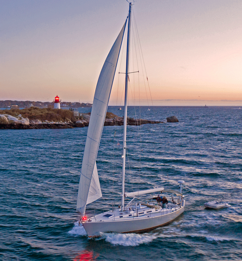 The Sedna, a J/46 underway near Gloucester, Mass. Brien delivered the boat from Darien, Conn., to South Freeport in 2020.