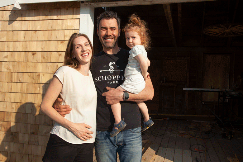 From left, Allison, Ben, and Beverly Edwards, who own and operate Schoppee Farm.