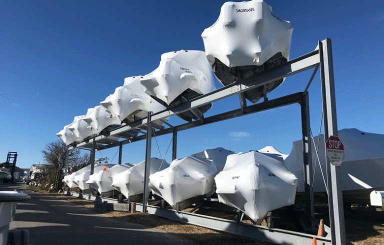 Boats stored and wrapped, waiting for spring. PHOTO: COURTESY CLEAN OCEAN ACCESS