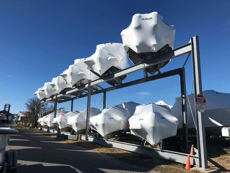 Boats stored and wrapped, waiting for spring. PHOTO: COURTESY CLEAN OCEAN ACCESS