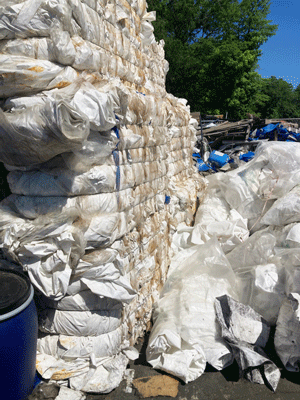 Bales of shrink wrap stacked. PHOTO: COURTESY CLEAN OCEAN ACCESS