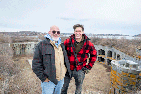 Russell, left, and Drinan on top of the fort.