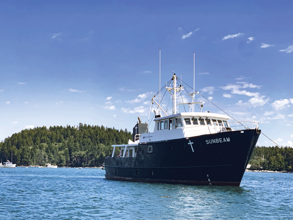 Maine Seacoast Mission’s Sunbeam anchored in Cape Split Harbor.