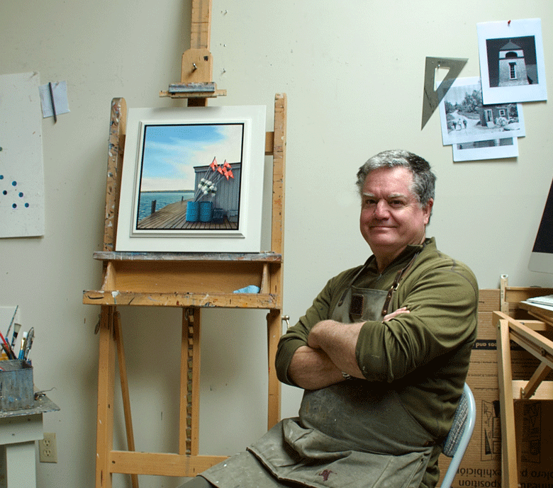 David Vickery in his Cushing studio.