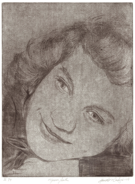 “Younger Ruth (Ruth Foster Vold Westphal),” by Janet Badger; intaglio print, 2009.