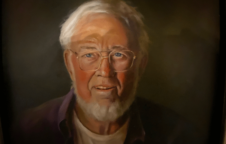 A painting of the late Ted Hoskins.