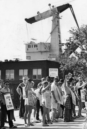 Strike at Bath Iron Works, July 1, 1985. PHOTO: GEN WILLMAN