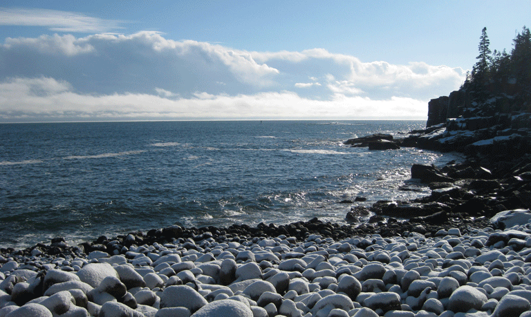 Otter Cliffs in winter. PHOTO: COURTESY FRIENDS OF ACADIA