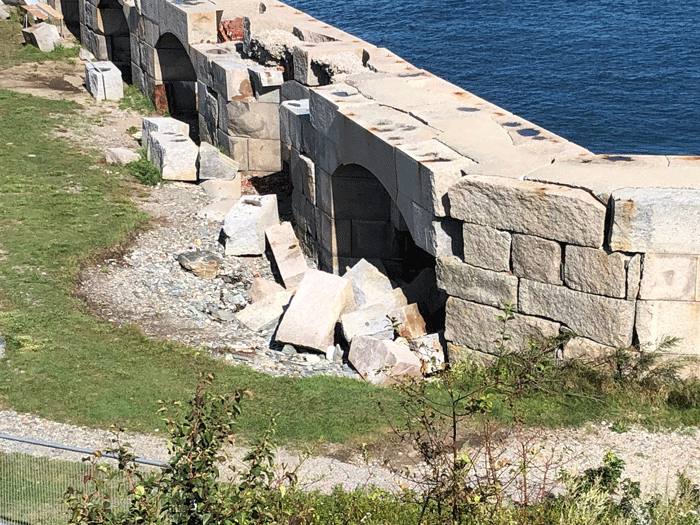 Loose granite blocks inside the fort. PHOTO: CLARKE CANFIELD