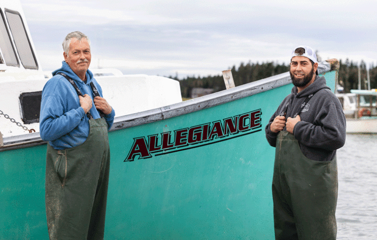 Kelly Hinkle, right, who posts to social media as the Downeast Cowboy, with his father. PHOTO: CHERYL CLEGG