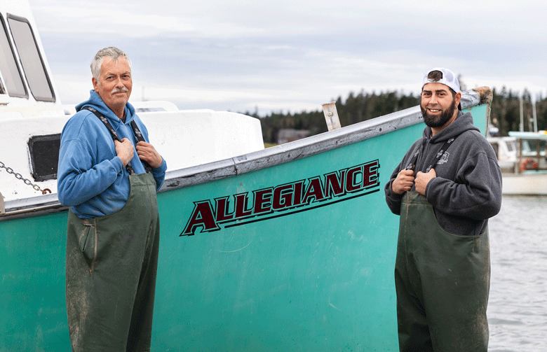 Kelly Hinkle, right, who posts to social media as the Downeast Cowboy, with his father. PHOTO: CHERYL CLEGG