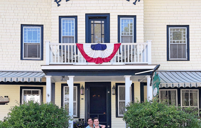 Matthew Powell, left, and George Trinovitch own and operate the Pentagöet Inn in Castine. PHOTO: COURTESY PENTAGÖET INN
