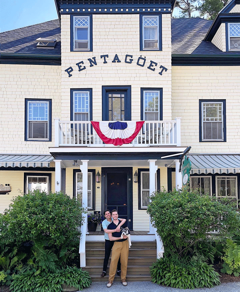 Matthew Powell, left, and George Trinovitch own and operate the Pentagöet Inn in Castine. PHOTO: COURTESY PENTAGÖET INN