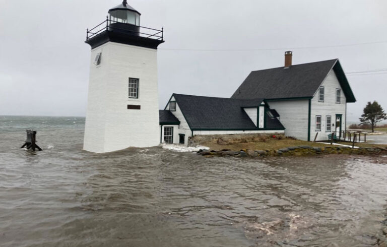 Islesboro's Grindle Point Lighthouse was underwater during the Jan. 10 storm.