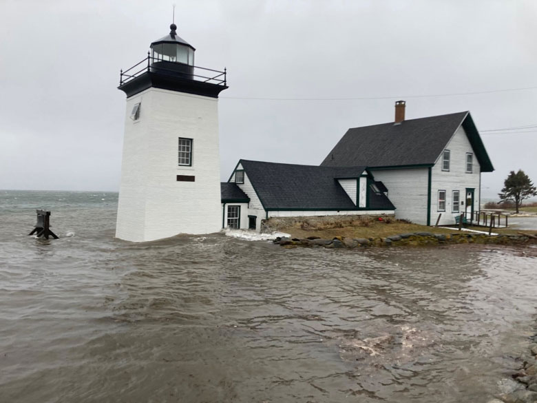 Islesboro's Grindle Point Lighthouse was underwater during the Jan. 10 storm.