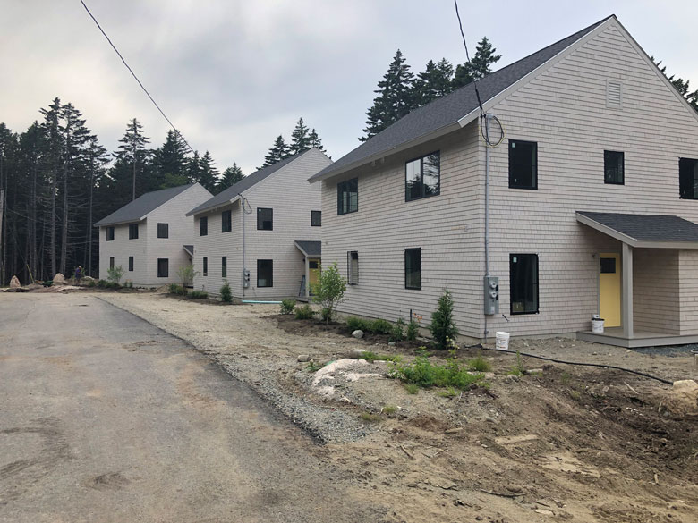 The Oliver’s Ridge workforce housing project on Deer Isle, shortly after construction concluded.