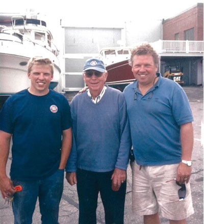 Frank O’Hara Sr., center, Frank Jr., right, and Frank III, left, in Rockland. Frank Sr. was at his desk at the O’Hara Corporation’s Rockland headquarters until age 81. PHOTO: O’HARA CORP.