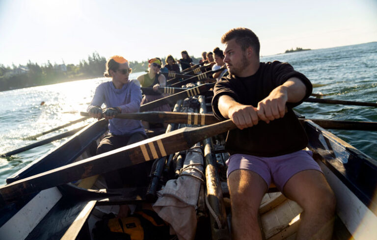 A gig underway powered by paddle. PHOTO: DYLAN LADDS