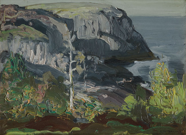 “Ocean Headland, Black Head, Monhegan,” by George Bellows (1911), oil on panel.