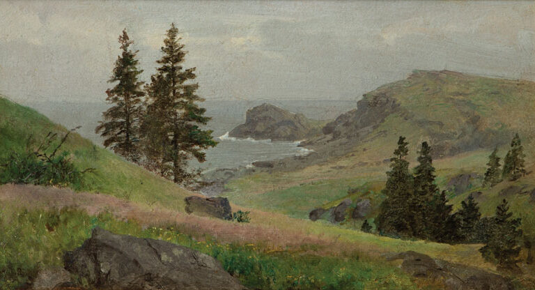“Pine Trees, Monhegan Island, Maine,” by William Trost Richards (ca. 1902), oil on panel.