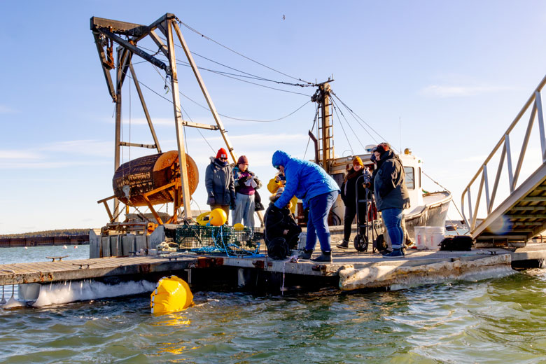 Ropeless lobster gear is demonstrated in Jonesport. PHOTO: JACK SULLIVAN