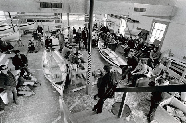 An image from the early days of the Boat School.