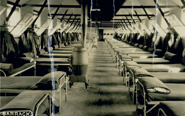 Inside the barracks.