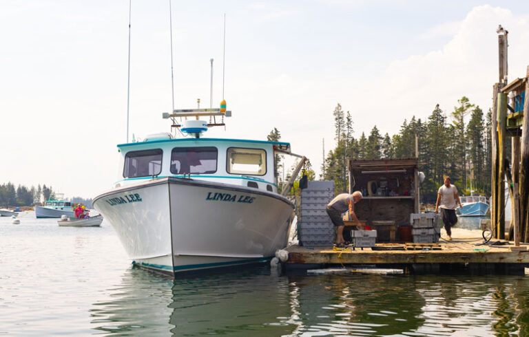 A boat unloads its catch at the Port Clyde Co-op in 2023. FILE PHOTO: JACK SULLIVAN