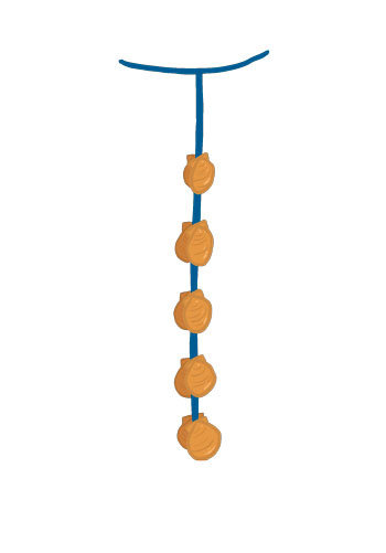 A diagram illustrating how "ear-hanging" works.