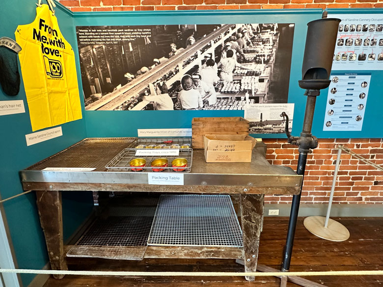 This packing table is a featured original artifact that is part of Penobscot Marine Museum’s Sardineland exhibit.