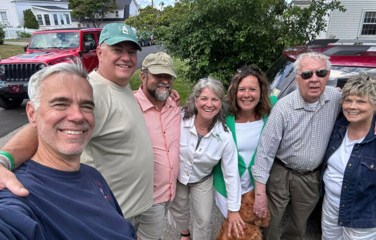 From left: Rik Michaud, Ron Michaud (Tylar’s father), Adam Albina, Mary Albina, Liz Michaud, Jeff Maker, and Joyce Maker. PHOTO: COURTESY LIZ MICHAUD