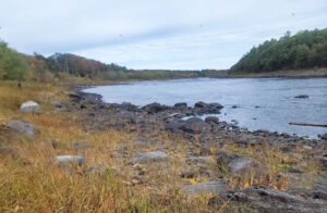 The Penobscot River is seen here in Veazie. An audio version of a report called “Sea Run” has just been released. It documents how Wabanaki people lost access to their traditional fisheries and fish populations declined. PHOTO: CATHERINE SCHMITT
